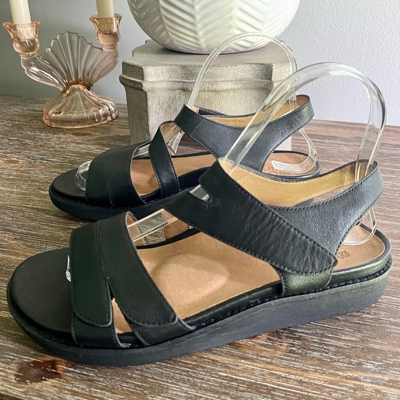 ABEO ‘ Zetta ’ Metatarsal Black Leather Sandals Shoes Women’s 7 - Picture 2 of 9